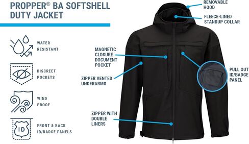 سترة Propper الرجالية Ba Softshell Duty 2.0، أسود، مقاس X كبير عادي in Kuwait