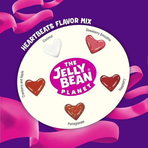The Jelly Bean Planet Heart Beats Valentines Jelly Beans Candy - على شكل قلب في 5 نكهات فاكهية طبيعية، خالية من الغلوتين، موافق للشريعة اليهودية، جرة هدايا فاصوليا جيلي الذواقة، مثالية لعيد الحب، 23 أونصة in Saudi Arabia