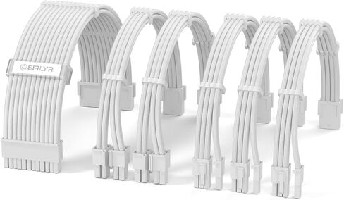 Sirlyr PSU Cables,PC Cable Extension Mod,Customized Easy Management Power Supply Cable - 1x24Pin ATX / 1x8 (4+4) Pin EPS CPU / 2x8 (6+2) Gold-Plated Pin GPU Nylon Sleeved Red Black,4 Kits in Kuwait