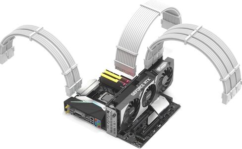 Sirlyr PSU Cables,PC Cable Extension Mod,Customized Easy Management Power Supply Cable - 1x24Pin ATX / 1x8 (4+4) Pin EPS CPU / 2x8 (6+2) Gold-Plated Pin GPU Nylon Sleeved Red Black,4 Kits in Kuwait