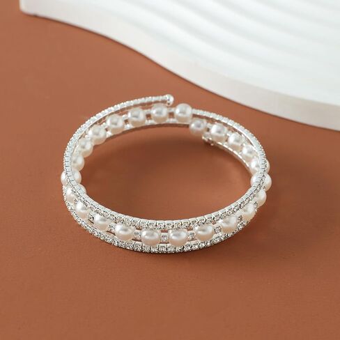 أساور اللؤلؤ للنساء أساور قابلة للتكديس أساور من اللؤلؤ والذهب مجوهرات اللؤلؤ هدية للنساء والفتيات المراهقات in Kuwait