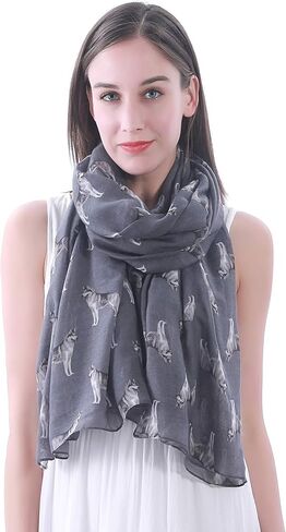 Siberian Husky Dog Print Women's Scarf Shawl Wrap Lightweight in Kuwait