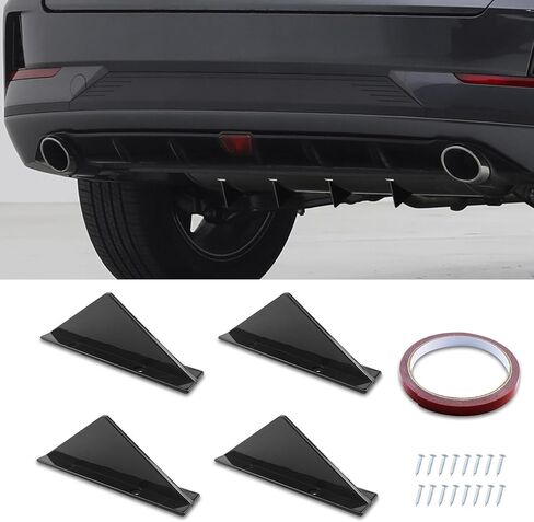 Car Rear Lower Bumper Wing Lip Diffuser, Car Rear Bumper Lip, Auto Shark Fin Spoiler Protector with Mounting Screws, Car Accessories Universal Rear Bumper Splitter for Car (Black/Flat) in Saudi Arabia
