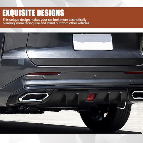 Car Rear Lower Bumper Wing Lip Diffuser, Car Rear Bumper Lip, Auto Shark Fin Spoiler Protector with Mounting Screws, Car Accessories Universal Rear Bumper Splitter for Car (Black/Flat) in Saudi Arabia