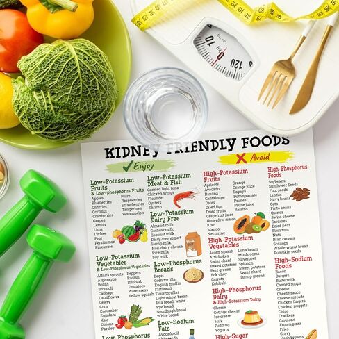 Kidney Friendly Food List Poster, 12x18 Inches Unframe Kidney Disease, Kidney Diet List for Low Potassium Print, Nutrition, Kidney Food Guide Poster in Saudi Arabia