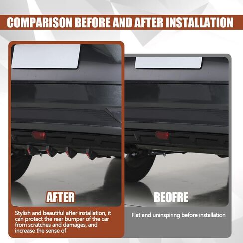 Car Rear Lower Bumper Wing Lip Diffuser, Car Rear Bumper Lip, Auto Shark Fin Spoiler Protector with Mounting Screws, Car Accessories Universal Rear Bumper Splitter for Car (Black/Flat) in Saudi Arabia
