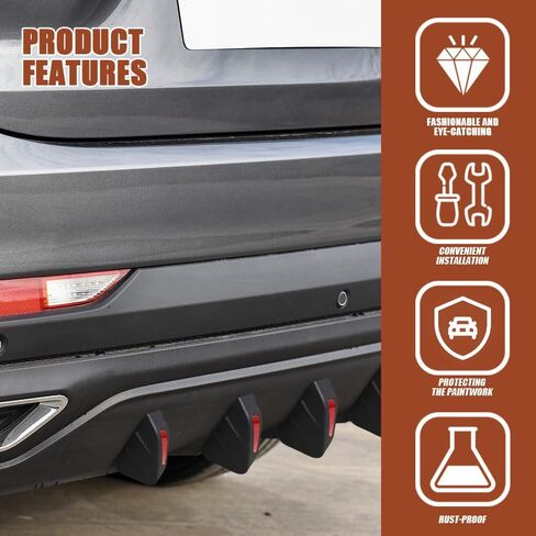 Car Rear Lower Bumper Wing Lip Diffuser, Car Rear Bumper Lip, Auto Shark Fin Spoiler Protector with Mounting Screws, Car Accessories Universal Rear Bumper Splitter for Car (Black/Flat) in Saudi Arabia