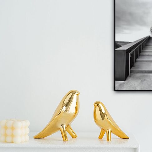 Small Decor for Shelves,Gold Bird Statue,Golden Ceramic Collectible Figurines for Home Living Room Office Shelf,3.7" H in Saudi Arabia