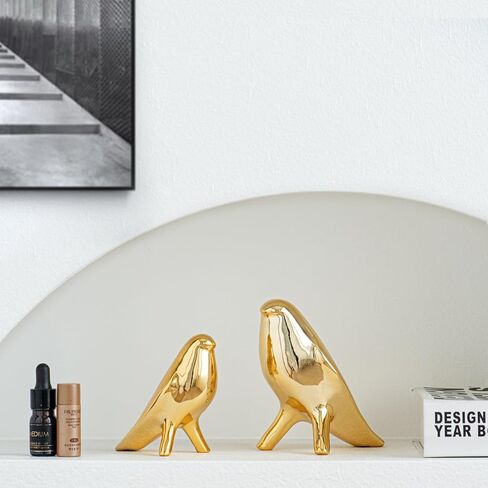 Small Decor for Shelves,Gold Bird Statue,Golden Ceramic Collectible Figurines for Home Living Room Office Shelf,3.7" H in Saudi Arabia