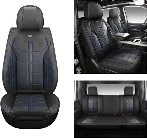 أغطية مقاعد LINGVIDO Chevy Silverado - مناسبة خصيصًا لسيارة GMC Sierra، غطاء مقعد شاحنة بيك اب لـ 07-24 1500 2500HD 3500HD، الكابينة العادية، الكابينة المزدوجة، كابينة الطاقم، LT، LZT، RST، Trail Boss Front أسود-أحمر in Saudi Arabia