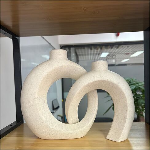 Matte Ceramic Blue Vase Set of 2 - Snuggle Hollow Navy Blue Decor for Living Room, Vases Home Decor for Coffee Table Sofa Table Entrance Shelf or Console Fireplace Mantel Decor (Matte Navy Blue) in Kuwait