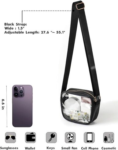 EDMILE Clear Bag for Stadium Events -Clear Sling Bag Crossbody Bags for 2024 Concerts Sports Events Clear Small Shoulder Bags, Grey in Saudi Arabia