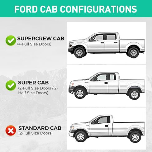 سجادات أرضية DiffCar® لسيارة Ford F150 SuperCrew/Super Cab 2015-2024 (تتضمن طراز Lightning 22-24)، بطانات أمامية، أسود، قطعتين. in Kuwait