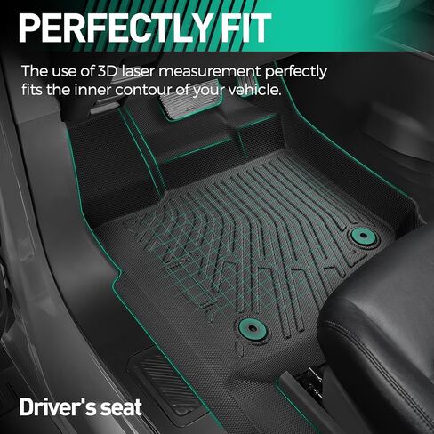 سجادات أرضية DiffCar® لسيارة Ford F150 SuperCrew/Super Cab 2015-2024 (تتضمن طراز Lightning 22-24)، بطانات أمامية، أسود، قطعتين. in Kuwait