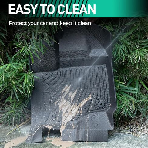 سجادات أرضية DiffCar® لسيارة Ford F150 SuperCrew/Super Cab 2015-2024 (تتضمن طراز Lightning 22-24)، بطانات أمامية، أسود، قطعتين. in Kuwait