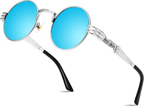 FEISEDY نظارات شمسية كلاسيكية Steampunk للرجال والنساء بإطار معدني مستدير على الطراز القوطي B0147 in Kuwait