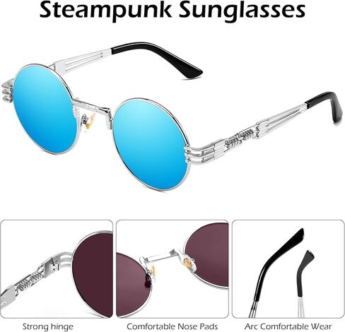 FEISEDY نظارات شمسية كلاسيكية Steampunk للرجال والنساء بإطار معدني مستدير على الطراز القوطي B0147 in Kuwait