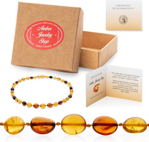 Baltic Amber Necklace 12.5 inches - Genuine Amber Beads- Unisex Amber Jewellery - Multicolour in Saudi Arabia