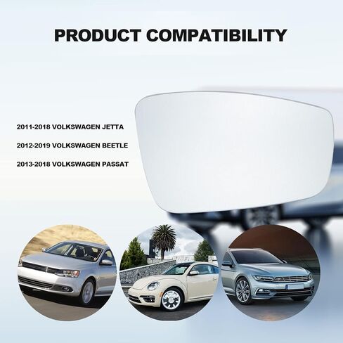 زجاج مرآة مُسخن على الجانب الأيمن للركاب متوافق مع 2011-2018 باسات بيتل جيتا، زجاج مرآة الجانب الأيمن مع حامل خلفي in Kuwait