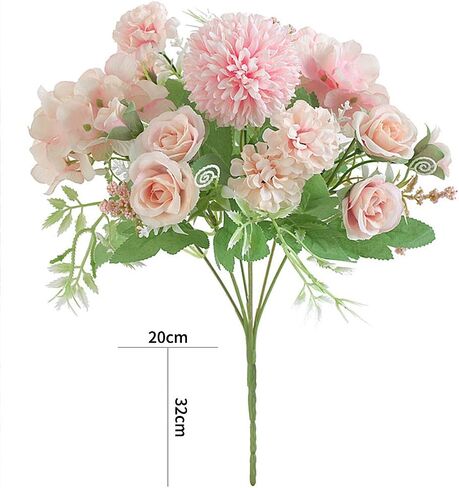 Tribe Glare Set of 2 pcs Artificial Flower Silk Peony Bouquets Hygrangea Carnations Flower Arrangement Centerpiece for Table Wedding Dining Room Home Decorations (Pink) in Saudi Arabia