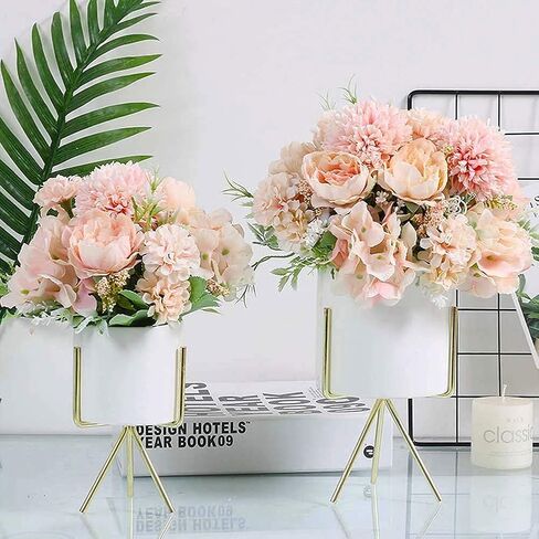 Tribe Glare Set of 2 pcs Artificial Flower Silk Peony Bouquets Hygrangea Carnations Flower Arrangement Centerpiece for Table Wedding Dining Room Home Decorations (Pink) in Saudi Arabia