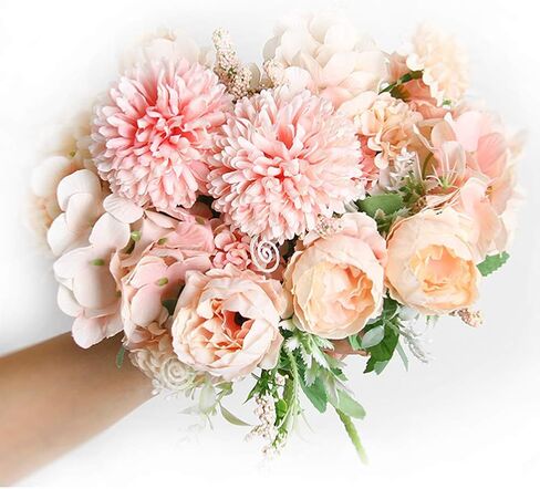Tribe Glare Set of 2 pcs Artificial Flower Silk Peony Bouquets Hygrangea Carnations Flower Arrangement Centerpiece for Table Wedding Dining Room Home Decorations (Pink) in Saudi Arabia