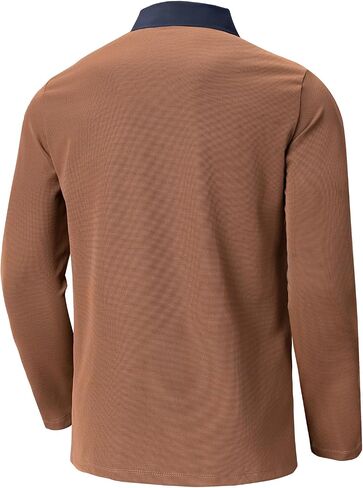 Men's 1/4 Hidden Button Waffle Polo Shirts Long Sleeve Micro-Fleece Pullover for Fall, Winter in Saudi Arabia