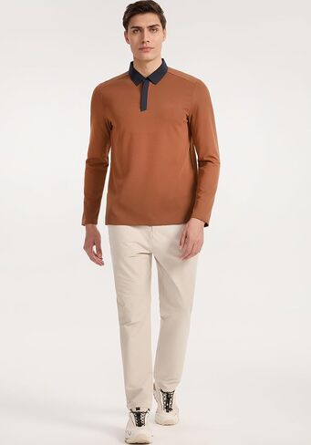 Men's 1/4 Hidden Button Waffle Polo Shirts Long Sleeve Micro-Fleece Pullover for Fall, Winter in Saudi Arabia