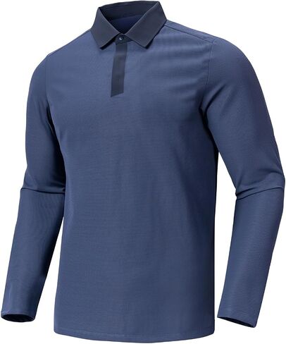 Men's 1/4 Hidden Button Waffle Polo Shirts Long Sleeve Micro-Fleece Pullover for Fall, Winter in Saudi Arabia