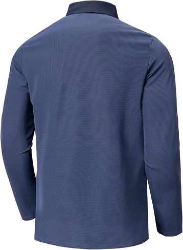 Men's 1/4 Hidden Button Waffle Polo Shirts Long Sleeve Micro-Fleece Pullover for Fall, Winter in Saudi Arabia