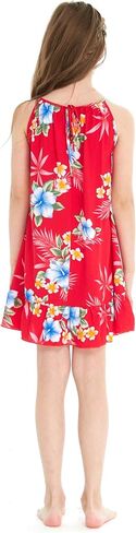 Girl Hawaiian Round Neck Dress in Hibiscus in Kuwait