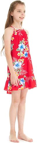 Girl Hawaiian Round Neck Dress in Hibiscus in Kuwait