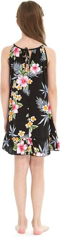 Girl Hawaiian Round Neck Dress in Hibiscus in Kuwait