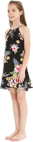Girl Hawaiian Round Neck Dress in Hibiscus in Kuwait