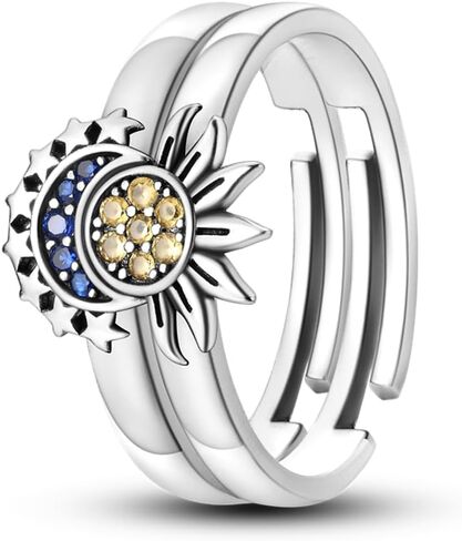 925 Sterling Silver Ring Open End Ring Carved Ring Colorful Zirconia Ring Flower Feather Bossy Ring Sterling Silver Adjustable Ring in Kuwait