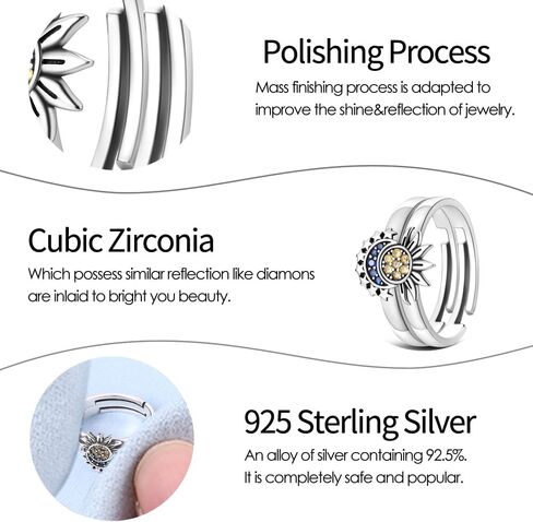 925 Sterling Silver Ring Open End Ring Carved Ring Colorful Zirconia Ring Flower Feather Bossy Ring Sterling Silver Adjustable Ring in Kuwait