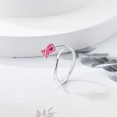 925 Sterling Silver Ring Open End Ring Carved Ring Colorful Zirconia Ring Flower Feather Bossy Ring Sterling Silver Adjustable Ring in Kuwait