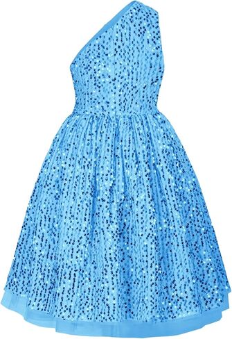 GRACE KARIN Girls Sequin Dress One Shoulder Sparkle Party Dress with Hair Bow in Kuwait