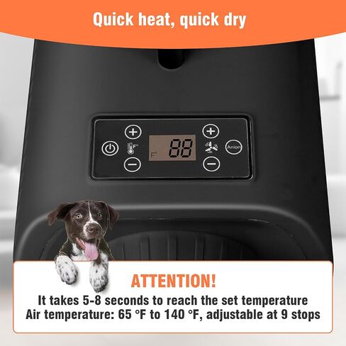 Dog Blow Dryer Quick-Drying, Ionic Dog Hair Dryer Blower with Heater, High Velocity Dog Dryer for Pet Grooming, Cat Dryer, 9 Heat & Speed Settings, 3 Nozzles - Grey in Saudi Arabia