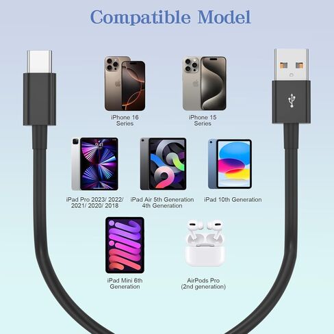 Car CarPlay Charger for iPhone 15/15 Pro Max/15 Plus, USB A to USB C Cable for Apple Carplay/iPad 10th Gen/Pro/Air 5th 4th/Mini 6th Gen, iPhone Car Charger Cord 3FT in Saudi Arabia