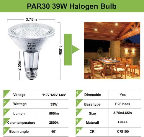 PAR30 Long Neck, 6PCS PAR30 60W 120V Flood Dimmable, PAR30 Halogen Bulb Long Lasting Lifetime with E26 Medium Base, PAR30 Flood Light High Brightness & CRI100 for Recessed Lighting in Saudi Arabia