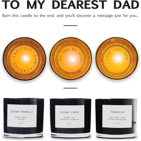 Box of Scented Candles for Men - Aromatherapy Candle Set of 3 Scented Soy Candles with Tobacco, Clean Linen & Cedar Vanilla Scents - Masculine Candle Pack for Men - Mens Candle in Navy Box in Saudi Arabia