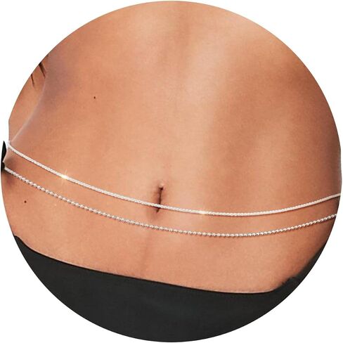 ELABEST Layered Belly Chain Rhinestone Waist Chain Adjustable Waist Jewelry for Women in Saudi Arabia