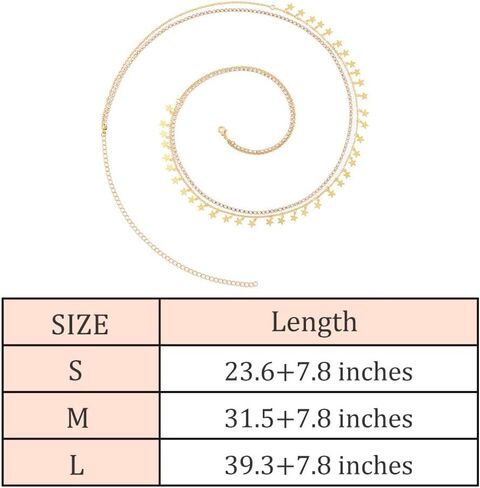 ELABEST Layered Belly Chain Rhinestone Waist Chain Adjustable Waist Jewelry for Women in Saudi Arabia