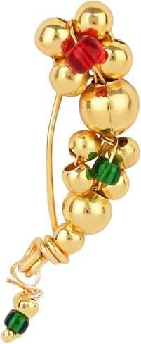 I Jewels Gold Plated Indian Wedding Bollywood Non Piercing White Pearl Nath Clip-On Nose Pin for Women in Saudi Arabia