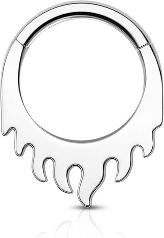 COCHARM Minimalist Flame G23 Solid Titanium Septum Rings 16G Setpum Jewelry Dainty Helix Daith Earrings for Women Cute Helix Daith Piercing Jewelry in Kuwait