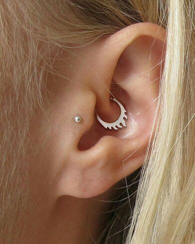 COCHARM Minimalist Flame G23 Solid Titanium Septum Rings 16G Setpum Jewelry Dainty Helix Daith Earrings for Women Cute Helix Daith Piercing Jewelry in Kuwait