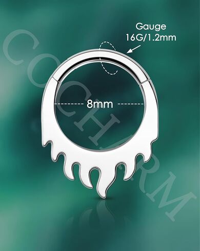 COCHARM Minimalist Flame G23 Solid Titanium Septum Rings 16G Setpum Jewelry Dainty Helix Daith Earrings for Women Cute Helix Daith Piercing Jewelry in Kuwait