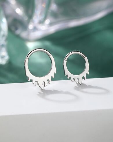 COCHARM Minimalist Flame G23 Solid Titanium Septum Rings 16G Setpum Jewelry Dainty Helix Daith Earrings for Women Cute Helix Daith Piercing Jewelry in Kuwait