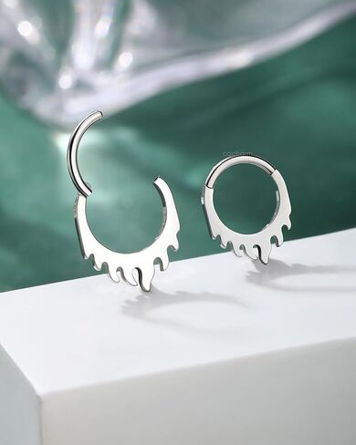 COCHARM Minimalist Flame G23 Solid Titanium Septum Rings 16G Setpum Jewelry Dainty Helix Daith Earrings for Women Cute Helix Daith Piercing Jewelry in Kuwait